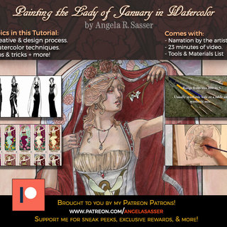 Premium Tutorial - Painting Lady of January in Watercolor and Ink