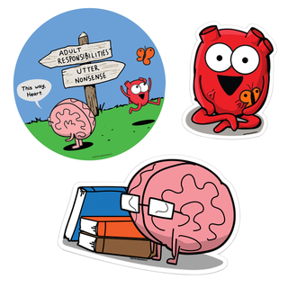 Heart and Brain sticker set