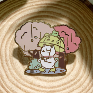 Rainy Day Kitty Enamel Pin