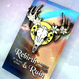 Deer Skull/Hosta Flower Pin