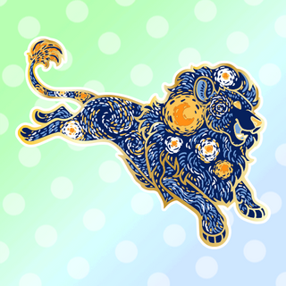 Gold Starry Night Lion Enamel Pin