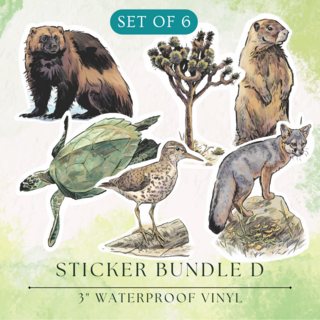 Sticker Set | D - Wolverine, Joshua Tree, Marmot, Turtle, Sandpiper, Fox