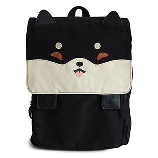 Black Shiba Canvas Backpack