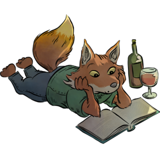 Sticker - Fox, Book, Wine