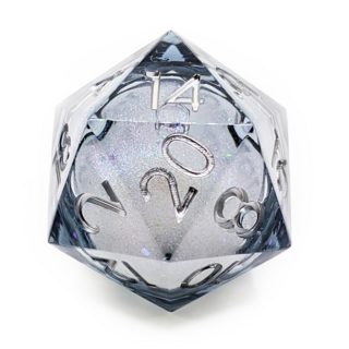Liquid Core Giant D20, 33mm | (Smoke with Silver Numbers)