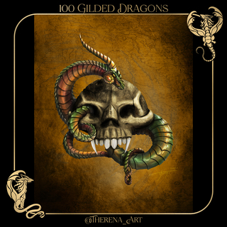 Gothic skull dragon postcard