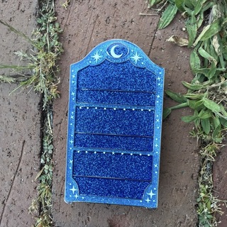 blue glitter magic bookshelf