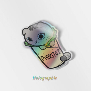 Holographic Vinyl Stickers Purrito Cat Burrito