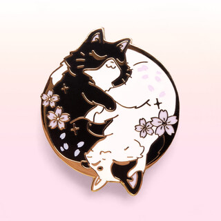 Enamel Pin Sakura Yin Yang Cats