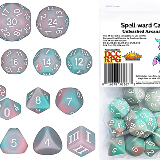 Spell-ward Candy DCC 14 dice set plus DCC/5E magic item PDF for Spell-ward Candy