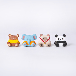 Carved Wooden Family of Square Faced Companions