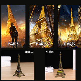 Eiffel Tower Statue and Tarot Card