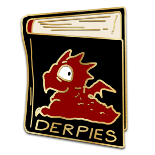 Red mini dragon book pin