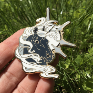 Unicorn Enamel Pin - Summer B&W