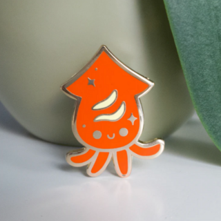 Red Squid Enamel Pin
