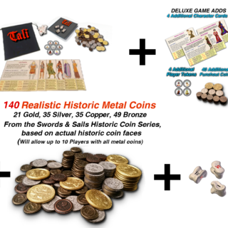 Tali Deluxe Set (10 player) + 140 Historic Metal Coins + Bonus Knuckle Bone Set