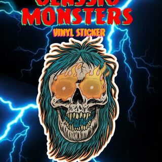 Flaming Skull Horror 5x3 die cut vinyl