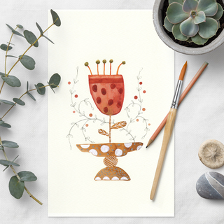 Dotty Peach Tulip Giclee with Hand Embellishing Pre-Order
