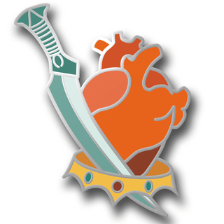 Hard Enamel Pin with Heart, Sword and Crown
