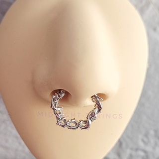 Clip-On Silver Thorns Septum Ring
