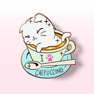 Enamel Pin I Love Catpuccino Coffee Cat