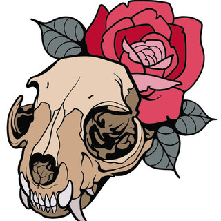 Red Rose Cat Skull