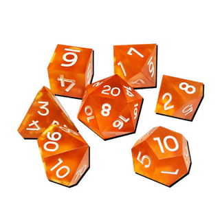 Physical Sharp Edged Resin RPG Dice Set - Forastad Frosted Orange