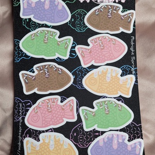 Dessert Taiyaki A5 Glitter Vinyl Sticker Sheet