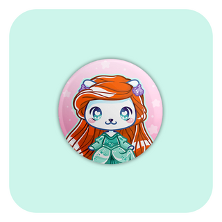 Nya Nya Neko Ariel Teal Gown Badge Button