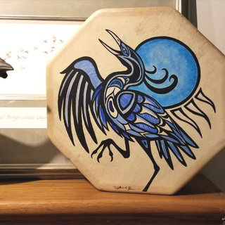 Hand-Painted Drum - Heron Dance