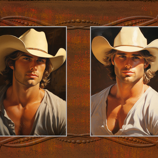 Art Prints-Set of 2 Cowboy Portraits 5x7"