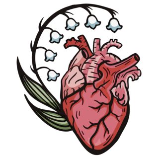 Lily of the Valley + Heart 2" pin