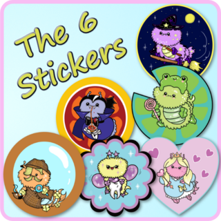 The 6 Fluffypede Stickers
