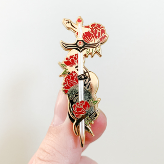 Snake and Sword Pin - Gold Plating