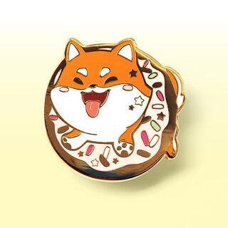 Enamel Pin Red Shiba Inu Donut