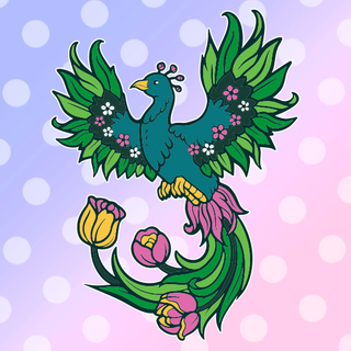 Floral Phoenix Enamel Pin