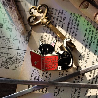 sneaky reader enamel pin
