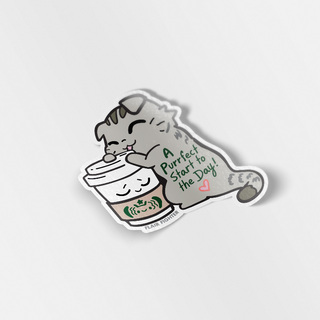 Vinyl Sticker A Purrfect Start To The Day S*Bucks Version (Scottish Fold Cat)