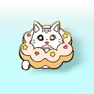 Enamel Pin Mochi Pon-de-ring Donut Cat