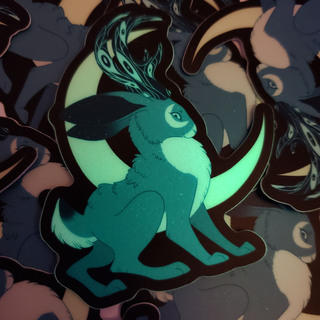 Blue Moon Jackalope Glow in the Dark Sticker