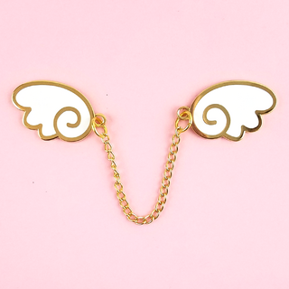 Angel Wings Gold/White Enamel Pin