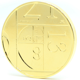 One (1) 24K Gold Vermeil Fibonacci Coin