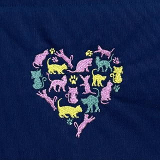 Navy Canvas with Heart of Cats pin banner