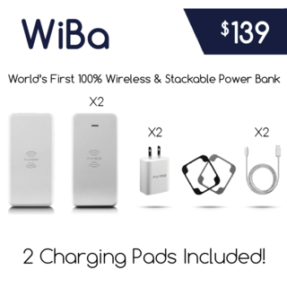 Avido WiBa - 100% Wireless Power Bank + Extra Charging Pad
