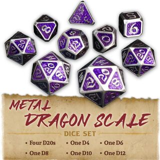 DC20 Metal Purple Dragon Scale Dice Set