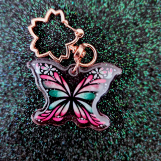 Acrylic Charm - Flower Wings - Mint Pink
