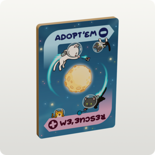 KIS - Wooden Foil "Save 'Em" Card for Kittens in Space