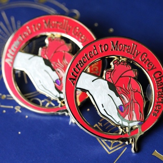 Morally grey enamel pin