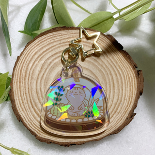 Meditating Cat Holographic Transparent Acrylic Keychain