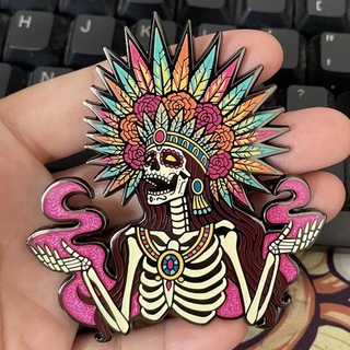 *Glow* Aztec Lady of the Dead 3" XL pin